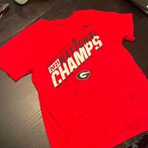 GA Bulldog 2021 national champion boys T shirt. Nike.